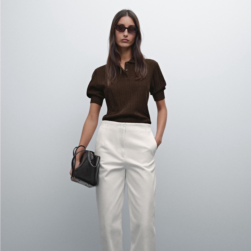 Massimo Dutti Brown Short Sleeve Top